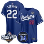 Clayton Kershaw #22 Los Angeles Dodgers 2025 World Series Home Replica Player Jersey - Blue
