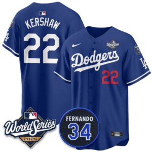 Clayton Kershaw #22 Los Angeles Dodgers 2025 World Series Home Replica Player Jersey - Blue