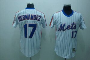 Mitchell And Ness New York Mets #17 Keith Hernandez Stitched White Blue Strip Throwback Jersey