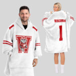 Adult #1 Wisconsin Football Unisex Blanket Hoodie