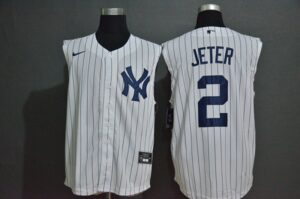 Men's New York Yankees #2 Derek Jeter White 2020 Cool and Refreshing Sleeveless Fan Stitched  Jersey