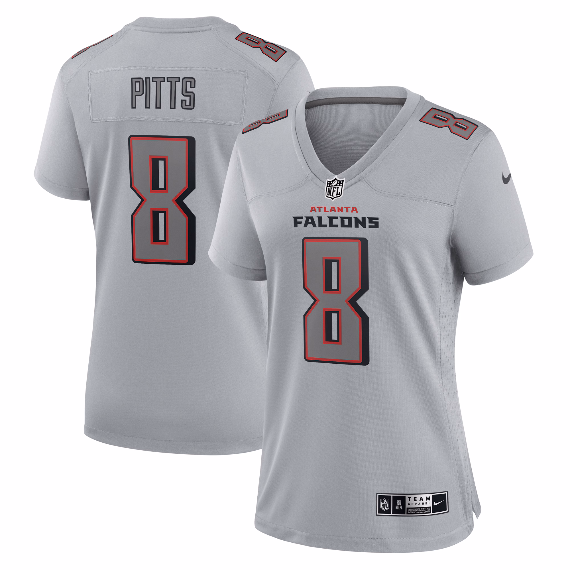 Women's Atlanta Falcons Kyle Pitts Gray Atmosphere Fashion Game Jersey