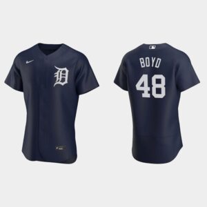 Men's Detroit Tigers #48 Matthew Boyd 2020 Alternate Team Logo Navy Jersey