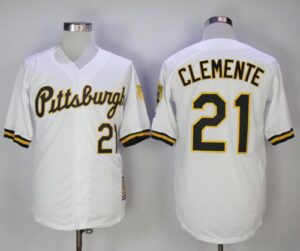 Mitchell And Ness 1990-1997 Pittsburgh Pirates #21 Roberto Clemente White Throwback Stitched Jersey