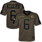 Baker Mayfield Cleveland Browns  Youth 2021 Salute To Service Game Jersey - Olive