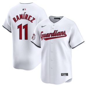 Men's Cleveland Guardians #11 Jose Ramirez  White Home Limited Player Jersey