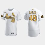 Men's St. Louis Cardinals #48 Harrison Bader 2022 All-Star Game Flex Base Jersey - White Gold