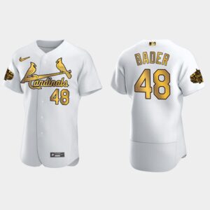 Men's St. Louis Cardinals #48 Harrison Bader 2022 All-Star Game Flex Base Jersey - White Gold