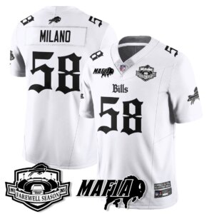 Matt Milano #58 Buffalo Bills BUF Mafia Gothic Vapor Limited Jersey - Farewell Highmark Patch - All Stitched