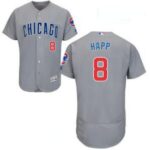 Chicago Cubs #8 Ian Happ Stitched Majestic Flex Base Blue Men's Gray Jersey