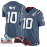 Drake Maye #10 New England Patriots Super Bowl LX Patch Vapor Limited Game Jersey - All Stitched