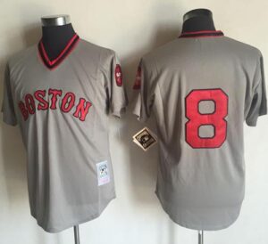 Mitchell And Ness 1975 Boston Red Sox #8 Carl Yastrzemski Grey Stitched Throwback Jersey