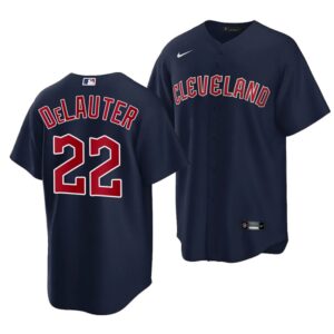 Men's Cleveland Guardians #22 Chase DeLauter 2022 Draft Jersey Navy Alternate