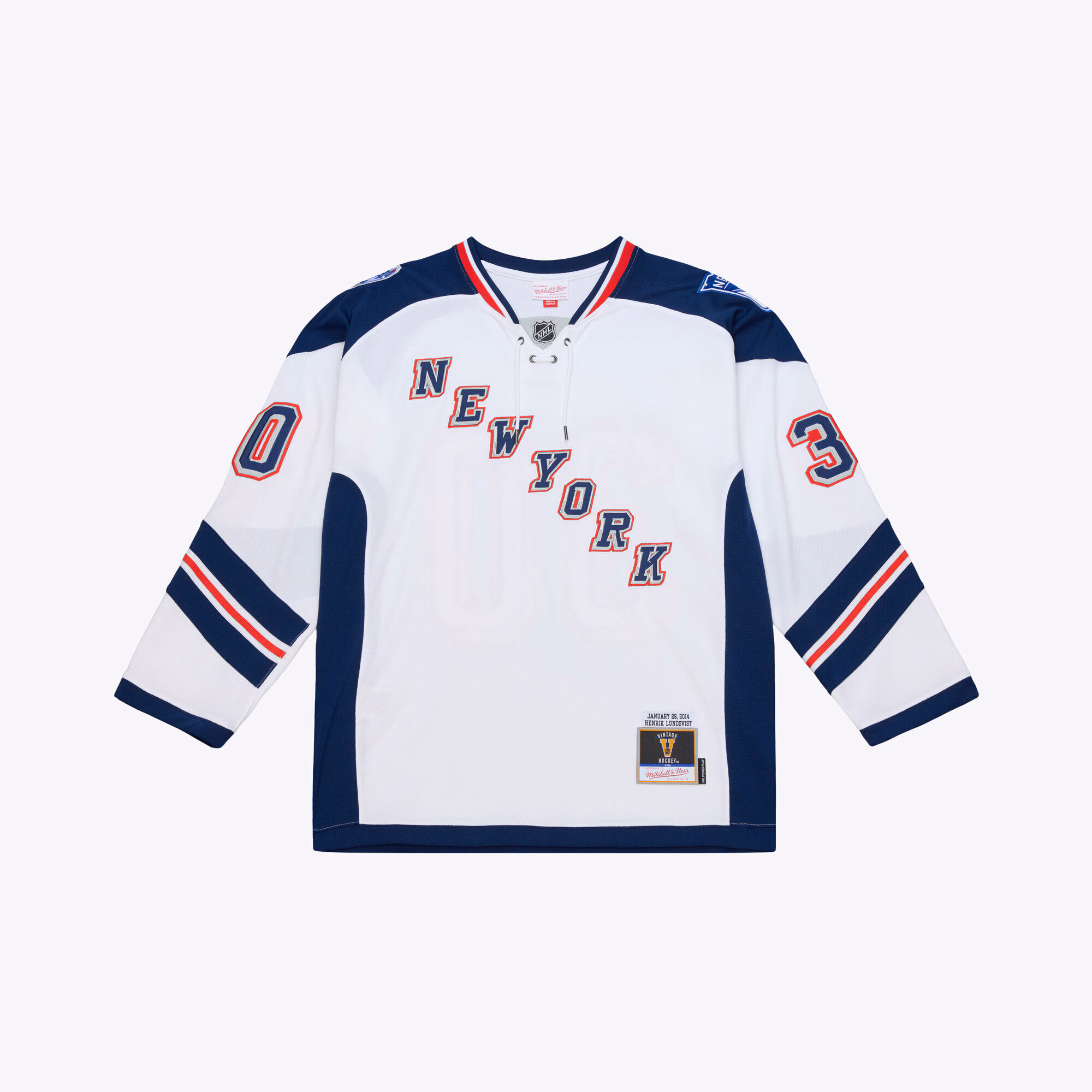 New York Rangers Henrik Lundqvist Mitchell & Ness White 2014 NHL Stadium Series Power Play Jersey