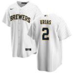 Men's  Milwaukee Brewers #2 Luis Urias White Cool Base Alternate Jersey
