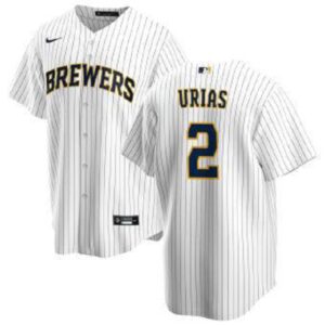 Men's  Milwaukee Brewers #2 Luis Urias White Cool Base Alternate Jersey