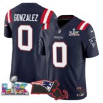 Christian Gonzalez #0 New England Patriots Super Bowl LX Patch Vapor Limited Game Jersey - All Stitched
