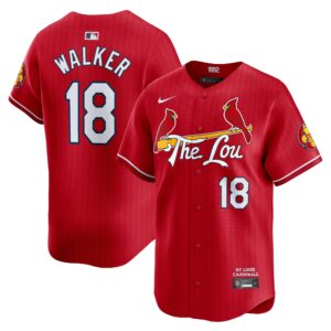 Men's  St. Louis Cardinals #18  Walker Red 2024 City Connect Limited Player Jersey