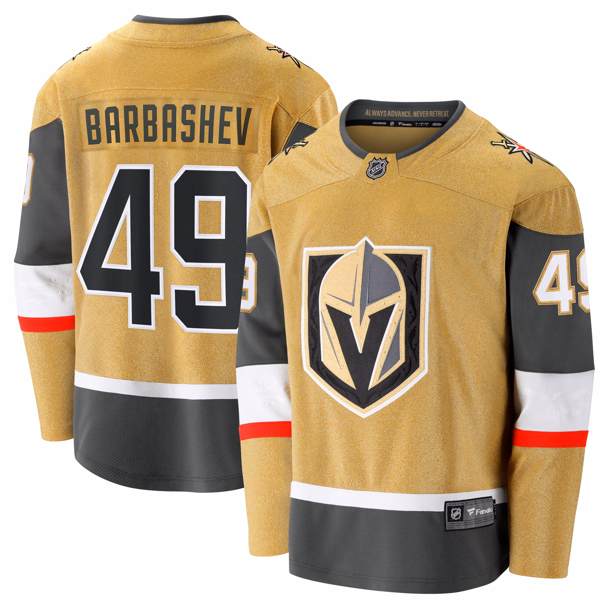 Vegas Golden Knights Ivan Barbashev #49 Fanatics Gold Home Breakaway Jersey