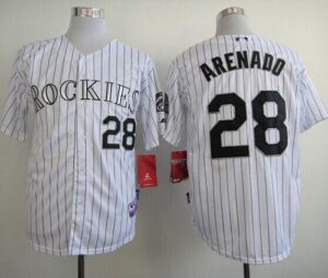 Colorado Rockies #28 Nolan Arenado White Cool Base Stitched Jersey