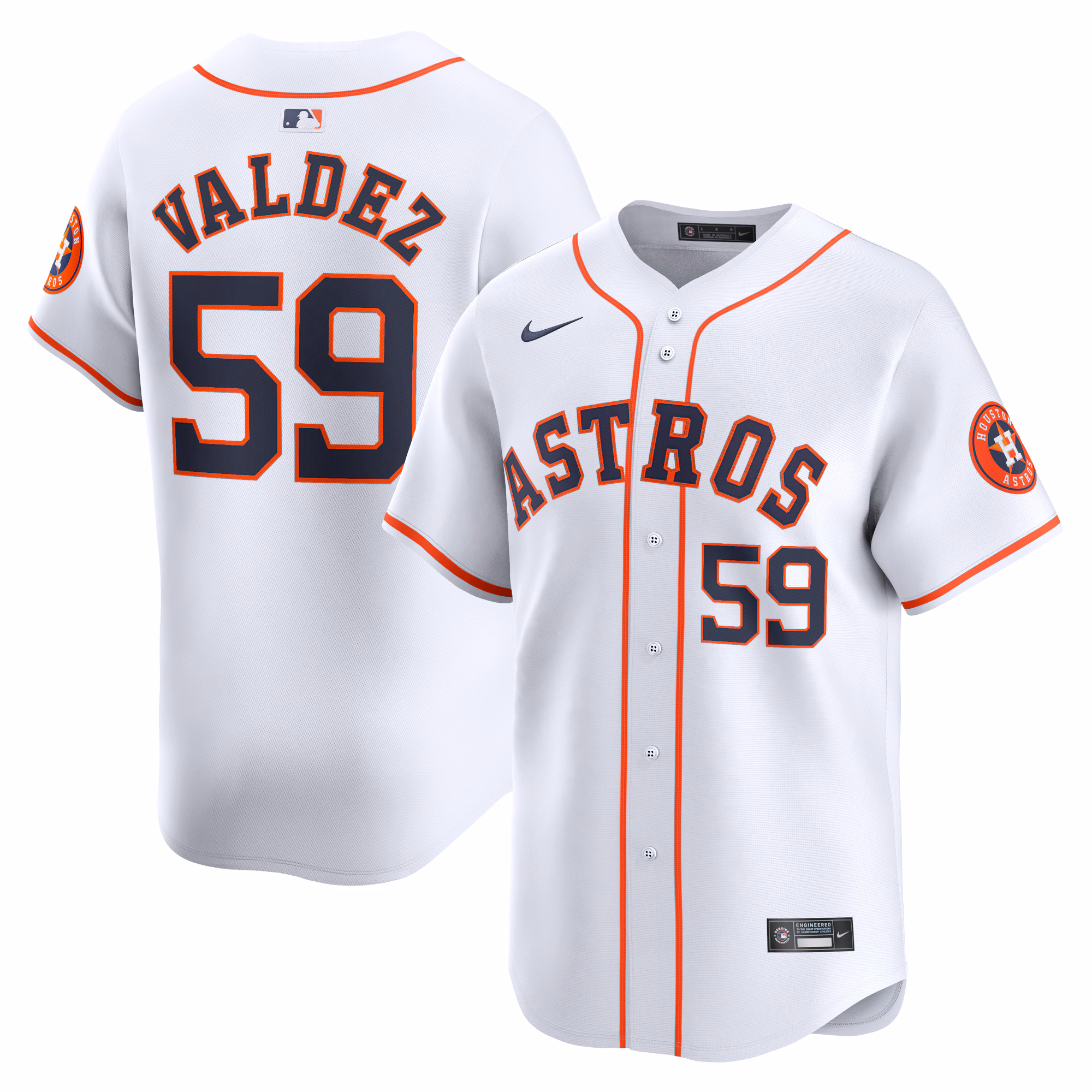 Houston Astros Framber Valdez #59 White Home Limited Player Jersey