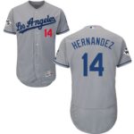 Los Angeles Dodgers #14 Enrique Hernandez Grey Flexbase Collection 2017 World Series Bound Stitched Jersey