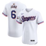 Men's Texas Rangers #6 Josh Jung  White 2024 Gold Collection Elite Player Jersey