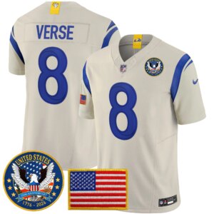 Jared Verse #8 Los Angeles Rams 2025 United States 250th Anniversary Patch Vapor Limited Jersey - All Stitched