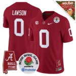 Deontae Lawson #0 Ncaa BAMA Rose Bowl Patch Vapor Limited Jersey - Alabama Map - All Stitched