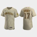 Men's San Diego Padres #17 Brandon Drury Alternate Flex Base Team Jersey - Tan Brown