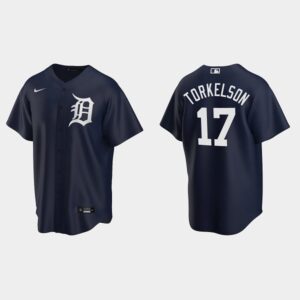 Men's Detroit Tigers #17 Spencer Torkelson Alternate Navy Jersey