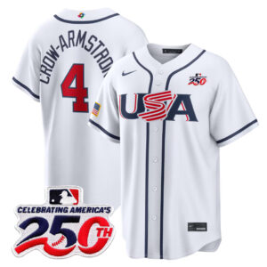 Pete Crow-Armstrong #4 USA Baseball 250th Patch 2026 World Baseball Classic Home Stadium Jersey - White