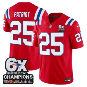 NE 6-Time Champions Patch Vapor Limited Jersey - All Stitched