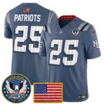 Patriots #25 New England Patriots United States 250th Anniversary Patch Vapor Limited Jersey - All Stitched