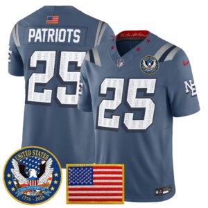 Patriots #25 New England Patriots United States 250th Anniversary Patch Vapor Limited Jersey - All Stitched
