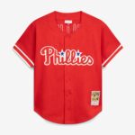 Philadelphia Phillies Jimmy Rollins Mitchell & Ness Red Cooperstown Mesh Batting Practice Button-Up Jersey