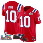 Drake Maye #10 New England Patriots Super Bowl LX Patch Vapor Limited Game Jersey - All Stitched