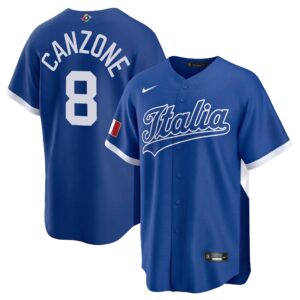 Dominic Canzone #8 Italy Baseball 2026 World Baseball Classic Road Stadium Jersey - Navy