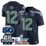 12th Fan #12 Seattle Seahawks 2-Time Super Bowl LX 50th Patch Vapor Limited Game Jersey - All Stitched