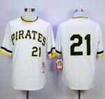 Mitchell And Ness 1971 Pittsburgh Pirates #21 Roberto Clemente Stitched White Throwback Jersey