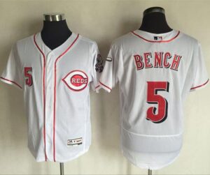 Cincinnati Reds #5 Johnny Bench White Flexbase Collection Stitched Jersey