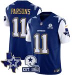 Micah Parsons #11 Cowboys Texas Patch Gold Trim Vapor Jersey - All Stitched