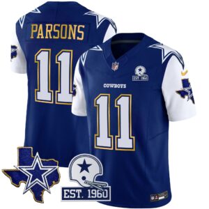 Micah Parsons #11 Cowboys Texas Patch Gold Trim Vapor Jersey - All Stitched