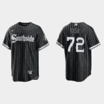 Men's Chicago White Sox #72 Carlton Fisk Black 2021 City Connect Cool Base Jersey