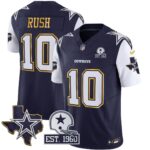Cooper Rush #10 Cowboys Texas Patch Gold Trim Vapor Jersey - All Stitched