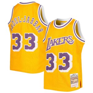 Kareem Abdul-Jabbar Los Angeles Lakers Mitchell & Ness Youth 1984-85 Hardwood Classics Swingman Jersey - Gold