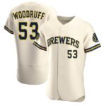Men's Milwaukee Brewers #53 Brandon Woodruff Cream Flex Base Home Jersey