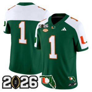 Team #1 Miami Hurricanes MIA 2026 CFP Final & Florida Patch Vapor Limited Jersey - All Stitched