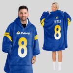 Adult J.V 8 Los Angeles R Football Unisex Blanket Hoodie