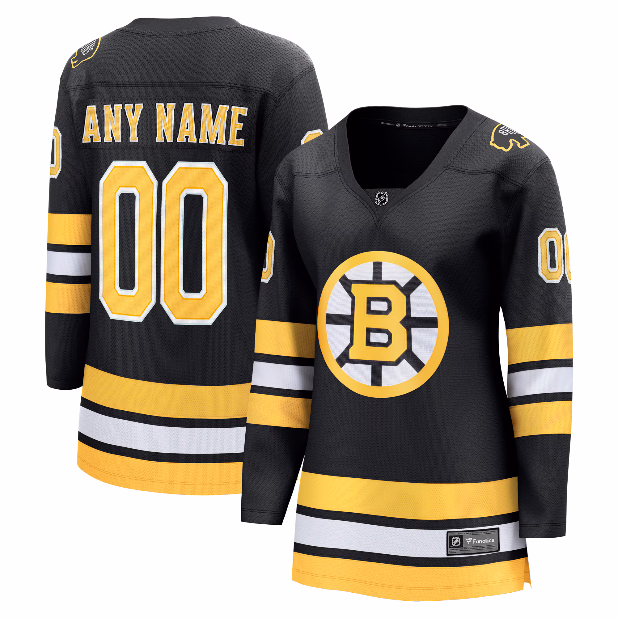 Women's Boston Bruins  Fanatics Black Home Breakaway Custom #00 Jersey